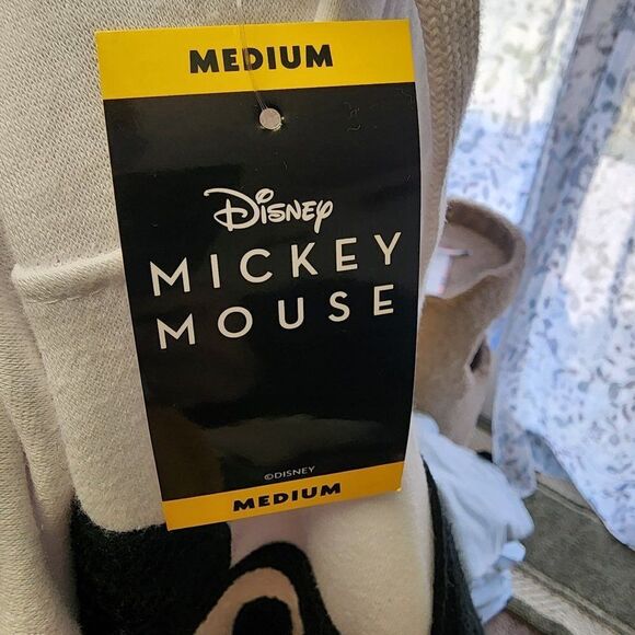 MICKEY MOUSE Disney Embroidered FACE Hoodie White NWT - Picture 7 of 8